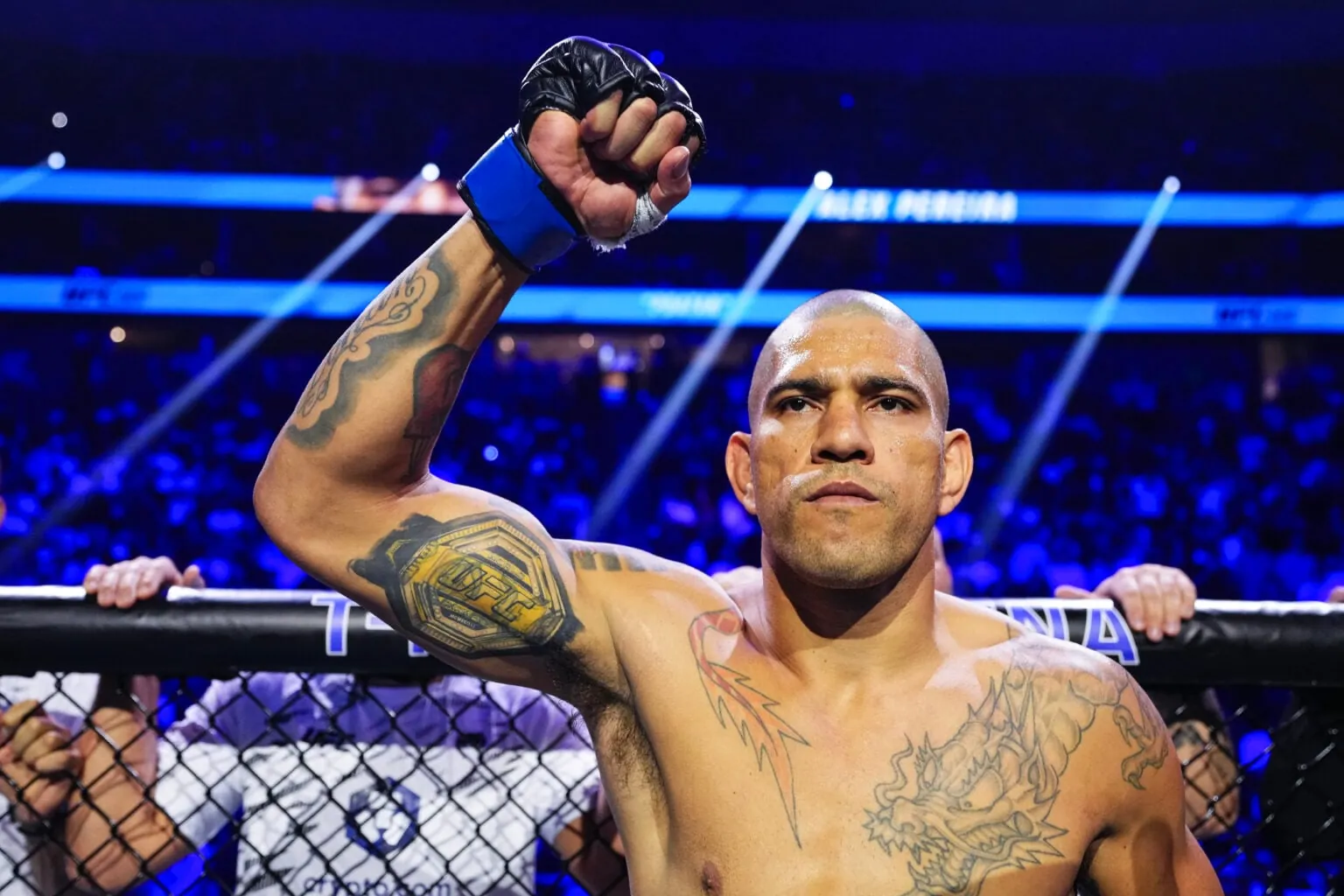 Alex Pereira in the Octagon ahead of his light heavyweight championship fight with Magomed Ankalaev at UFC 320 in October, 2025.