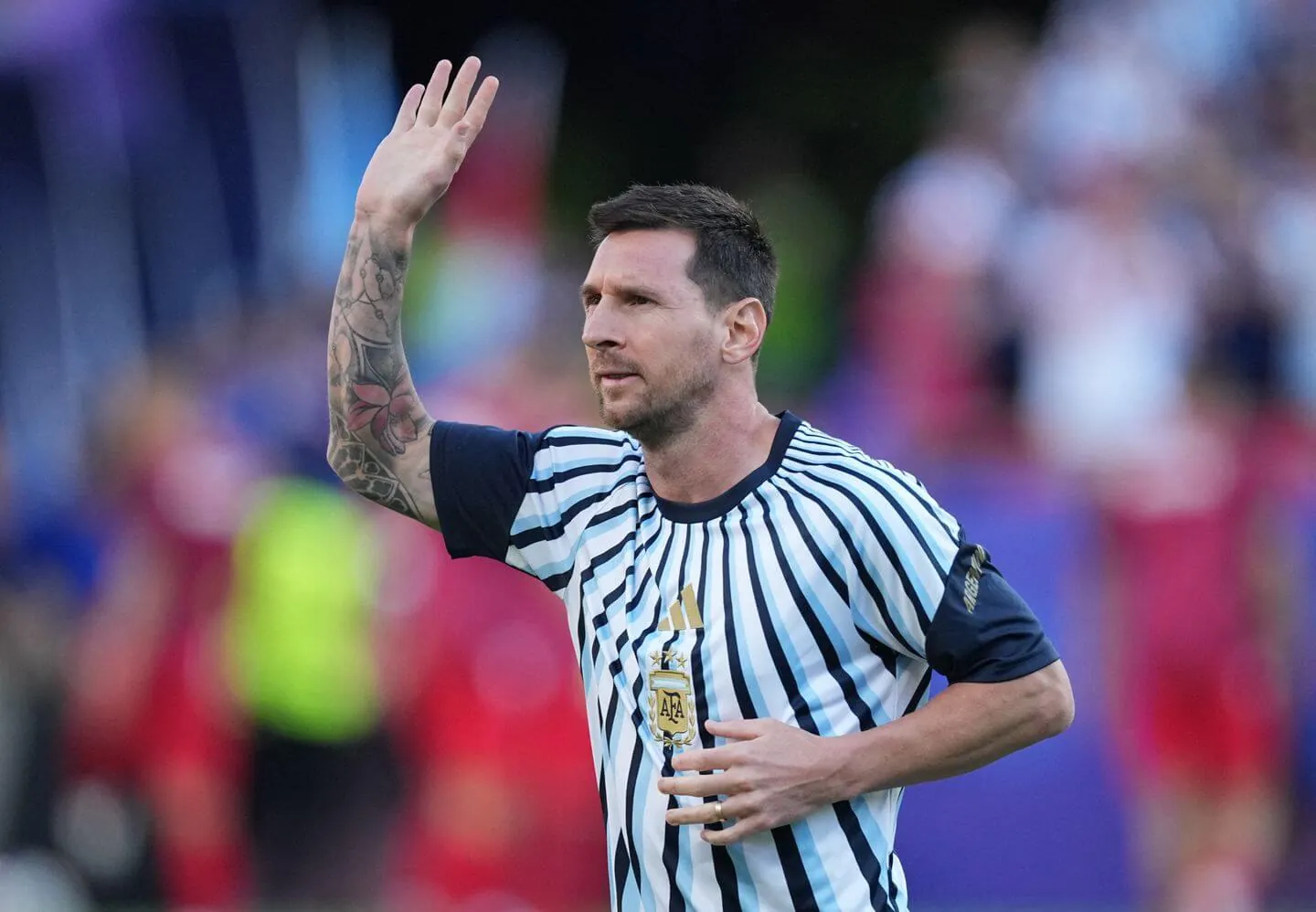 Soccer Football - FIFA World Cup 2026 - Quarter Final - Argentina v Switzerland - Kansas City Stadium, Kansas City, Missouri, U.S. - July 11, 2026 Argentina's Lionel Messi during the warm up before the match IMAGN IMAGES via Reuters/Denny Medley